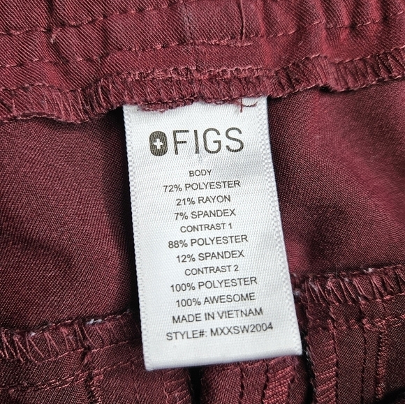 FIGS Tansen Jogger Scrub Pants Men's Medium Burgundy - Picture 6 of 9